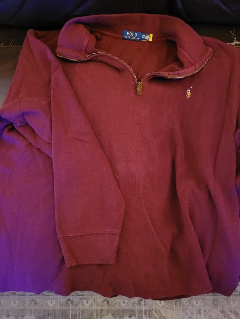 Polo by Ralph Lauren Men’s Maroon Half-Zip Sweater